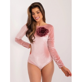 Basic velurové body s květinovou broží lk-bo-509557.83-light pink