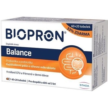 Biopron Balance probiotika a prebiotika pro každodenní péči o střevní mikrobiotu 60+20 tobolek