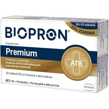Biopron Premium probiotika a prebiotika při a po užívání antibiotik 30+10 tobolek