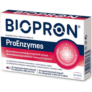 Biopron ProEnzymes probiotika pro úlevu při nadýmání a dietních chybách 10 tobolek