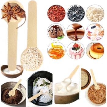 Čisté dřevo 6 x Dřevěná naběračka ke koření, 6ks lžiček do kořenek, mini - 8cm, buková