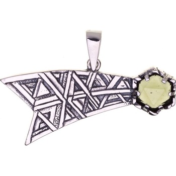 Drakkaria COMETA stříbrný přívěsek s vltavínem P37713