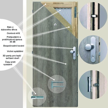 Erkado Bezpečnostní dveře BT 3 Zlatý dub 3D Greko 80 x 197 cm