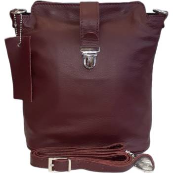 Facebag kožená crossbody s kovovým zapínáním 6017/152 bordová