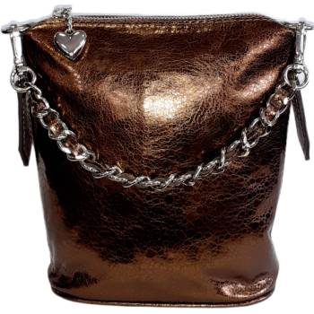Facebag menší kožená crossbody metalíza 6034 hnědá