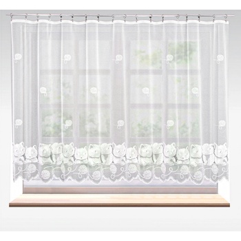 Forbyt žakárová záclona dětská KOČKA 607466, s bordurou, bílá, výška 140cm (v metráži)