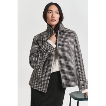 Gant Checked Short Wool Blend Car Coat putty