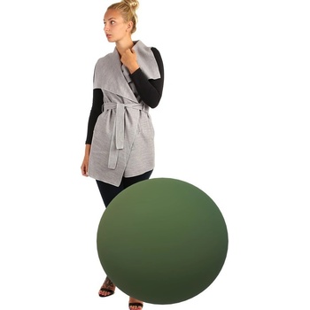 Glara dámská dlouhá vesta s páskem široký límec 423158 khaki