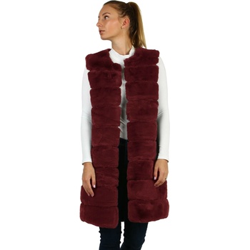 Glara dlouhá prošívaná kožešinová vesta 729788 vínová