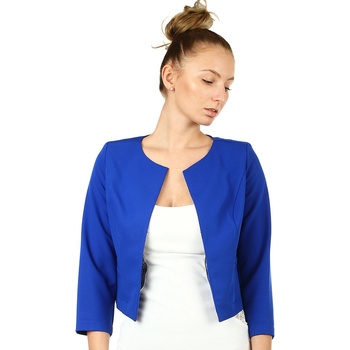 Glara sako s tříčtvrtečními rukávy i pro plnoštíhlé modrá
