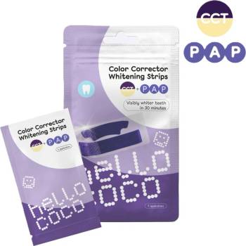 HELLO COCO PAP Bělící pásky na zuby s korektorem barev 7 ks