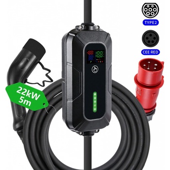 IMMAX cestovní nabíjecí stanice pro elektromobily NSE002 22kW 3fázová 16A IEC 62196 Typ 2 CEE na Schuko 1 fáze