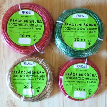 Intris Prádelní šňůra s ocelovým kordovým lankem a svorkami 50 m