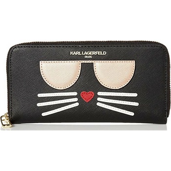 Karl Lagerfeld Paris Zip Around Wallet Deep Black Gold