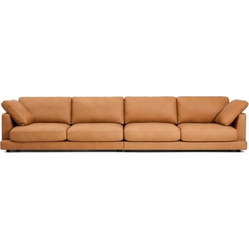 Kave Home Hnědá kožená šestimístná Gala