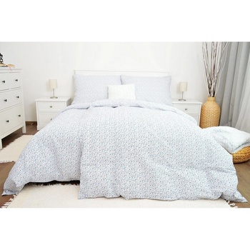 krep povlečení 140x200/70x90 KVÍTKY MODRÉ