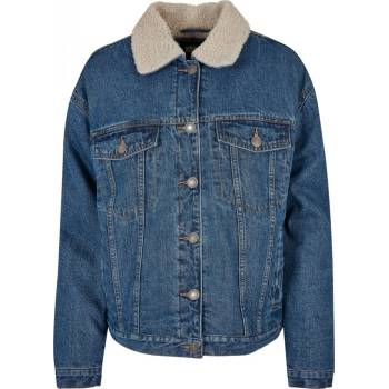 Ladies Oversized Sherpa Denim Jacket clearblue washed