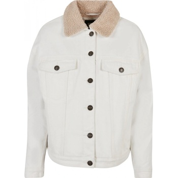 Ladies Oversized Sherpa Denim Jacket off white raw