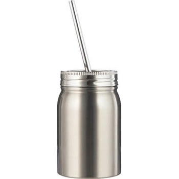 Mason Jar Termohrnek 500 ml s brčkem stříbrný sublimace termotransfer