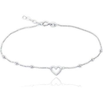 Minet Zlatý náramek z bílého zlata se srdcem a kuličkami Au 585/1000 1,15g JMG0183WSB19