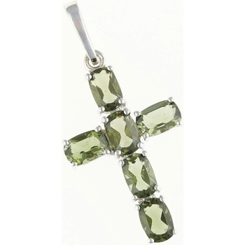 My Moldavite Stříbrný přívěsek s vltavíny kříž 145