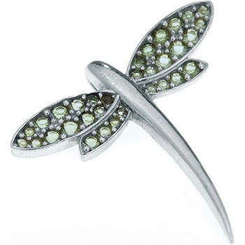 My Moldavite Vážka stříbrný přívěsek s broušenými vltavíny 4041