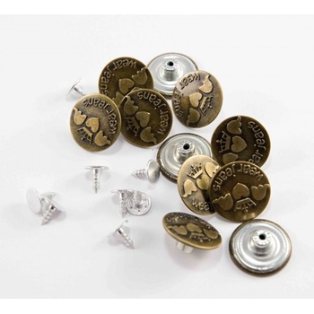 Narážecí knoflík se srdíčkem - staromosaz - průměr 2 cm