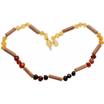 Nefertitis Jantarové korálky pro děti satinované multicolor s lískovým dřevem NF55069