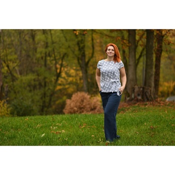 Nelly Lněné dámské kalhoty tmavě modré