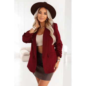 Numoco basic dámské klasické sako s nařasenými rukávy Bordó