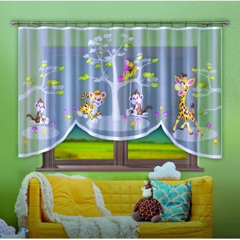 Olzatex Dětská kusová záclona ZVÍŘÁTKA, vícebarevná, výška 150 cm x šířka 300 cm (na okno)