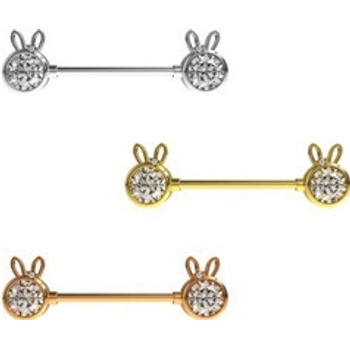Piercingate piercing do bradavky Hello Kitty s hvězdičkou a kamínkem PBR00051 Růžové zlato