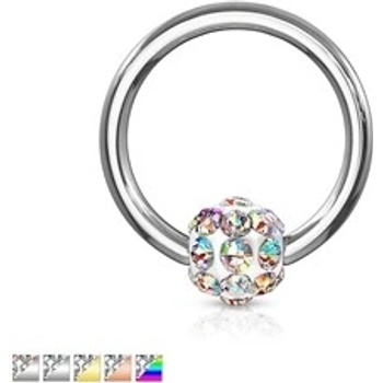 Piercingate piercing kroužek s kuličkou s krystaly PKR00105 růžové zlato/Čirá