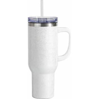 Puft Termohrnek 1200 ml s brčkem bílá sublimace termotransfer