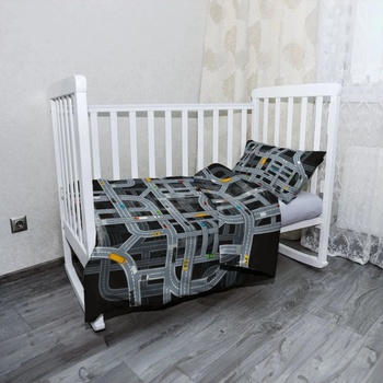 Sablio Dětské povlečení do postýlky autodráha40 x 60 cm 100 x 135 cm