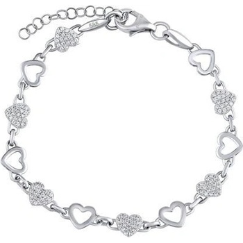 SILVEGO dámský zlatý náramek Felicita zdobený srdíčky a Brilliance Zirconia QR173BGW