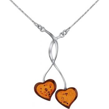 SILVEGO Stříbrný jantarový srdíčka tiffany AAJ617NEC1CG