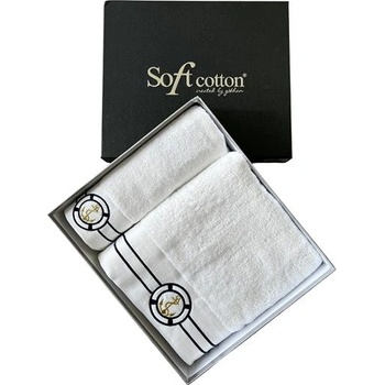 Soft Cotton Sada Ručníků MARINE MAN 50 x 100 cm + 85 x 150 cm Bílá 580 gr / m2 Česaná prémiová bavlna 100% námořnický vzor
