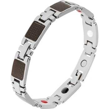 Šperky eshop magnetický z oceli články stříbrné barvy černý pletený vzor SP18.27