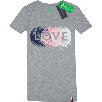 Tommy Hilfiger dámské tričko s krátkým rukávem LOVE graphics šedé