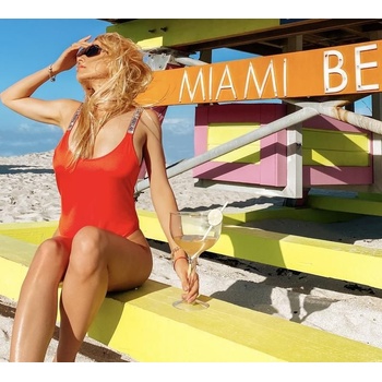 Victoria's Secret dámské jednodílné plavky Scoop s kamínky červené