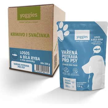 Yoggies Adult vařená potrava losos a bílá ryba s chia semínky a kloubní výživou 150 g