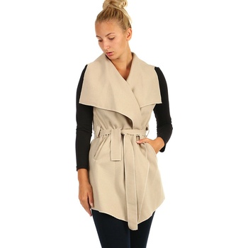 YooY dámská vesta se širokým límcem a páskem 754948