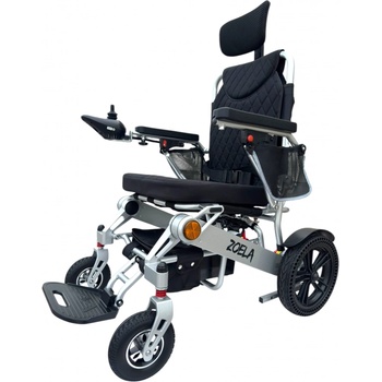 Zoela 9005AF Elektrický polohovací vozík s automatickým složením pro snadný transport Černé polstrování stříbrný rám