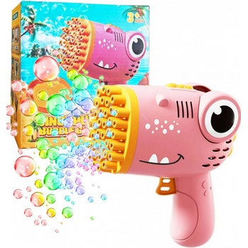 1Mcz MY636 Bublifuk Dinosaurus pistole na baterie s náplní světle růžová light pink
