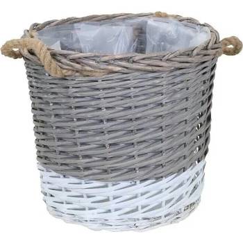 A.H.G. Květináč ø 28 cm 30 cm vrbové proutí šedo-bílá 65-WL2014-C