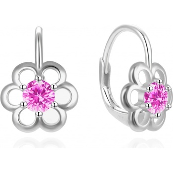 Agato Stříbrné kytičkové náušnice s růžovým zirkonem AGT-E225LP