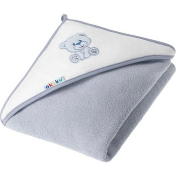 Akuku Dětská osuška 100x100 šedá s medvídkem