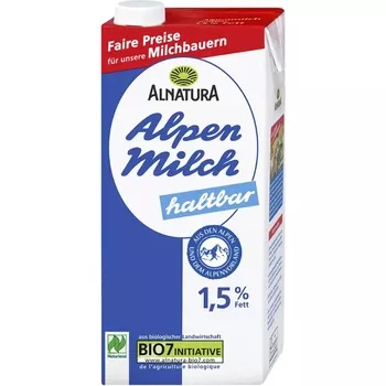 Alnatura Bio trvanlivé alpské mléko 1,5% 1 l