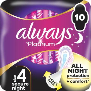 Always Platinum Secure Night hygienické vložky s křidélky 10 ks